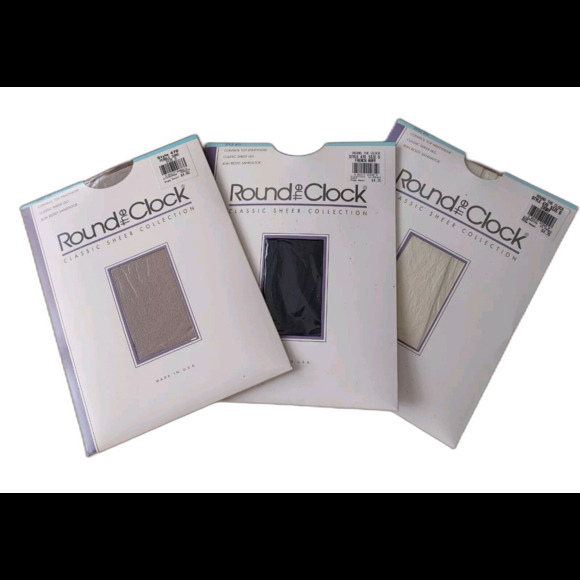 Round The Clock Control Top Sheer Leg Pantyhose Sandaltoe 470 Size D BUNDLE/3 Pk - Picture 2 of 6